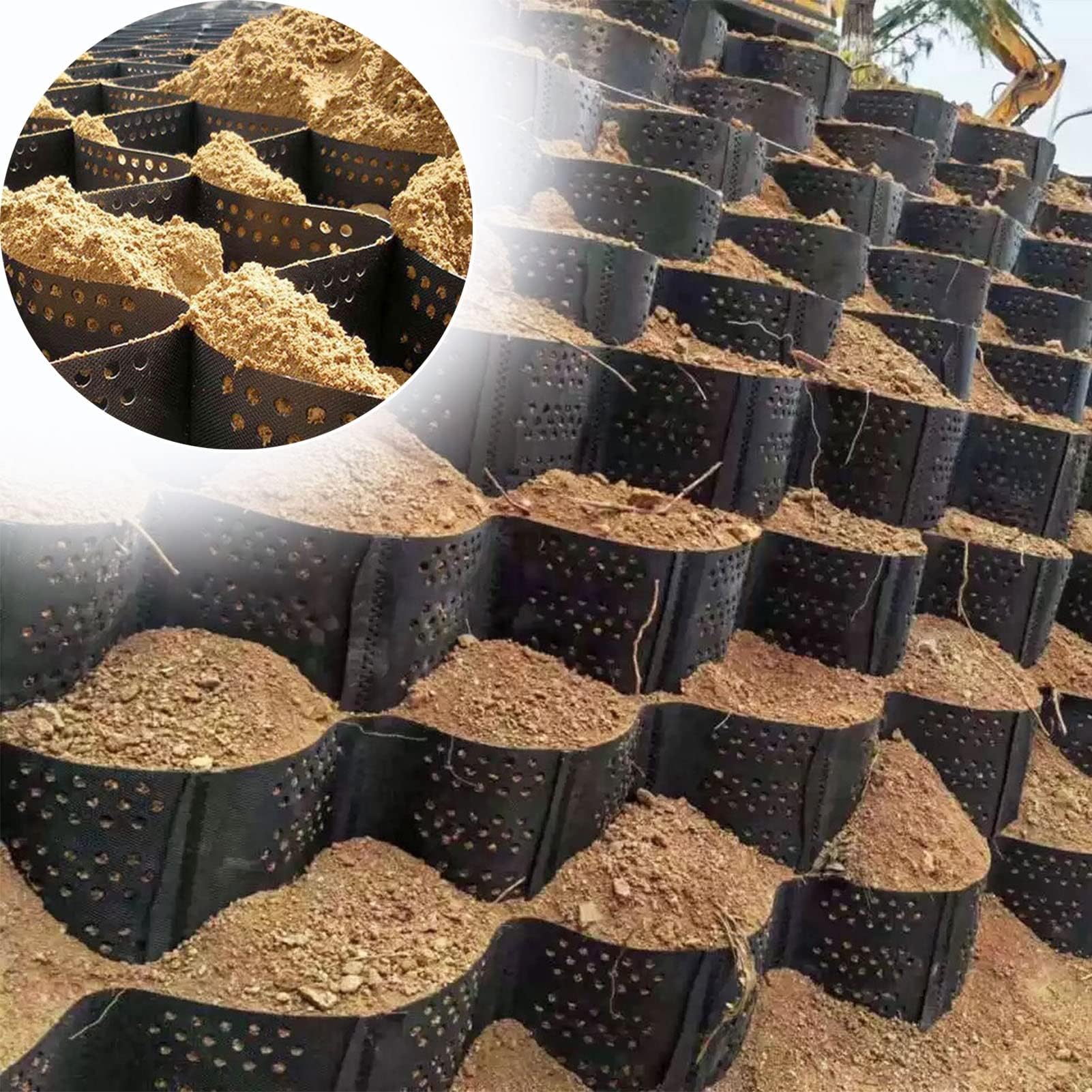 Geo Grid for Retaining Wall and Slope Reinforcement - Ground Stabilizer for Soil Block, Gravel Subgrade Work, Driveway Pavers - Stabilizer Grid
