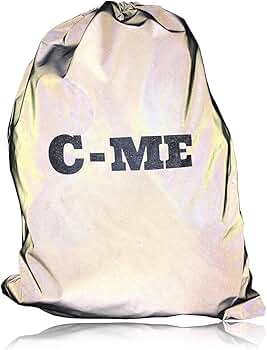 C-ME Reflective Silver Drawstring Gym Bag Sackpack Sport