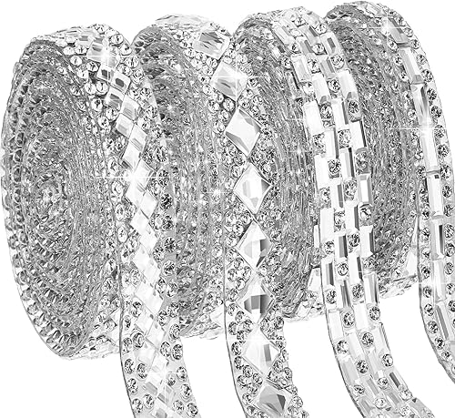 Cintas autoadhesivas de diamantes de imitación de 4 yardas 4 estilos cinta de diamantes de imitación de cristal cinta brillante cinturón de diamante