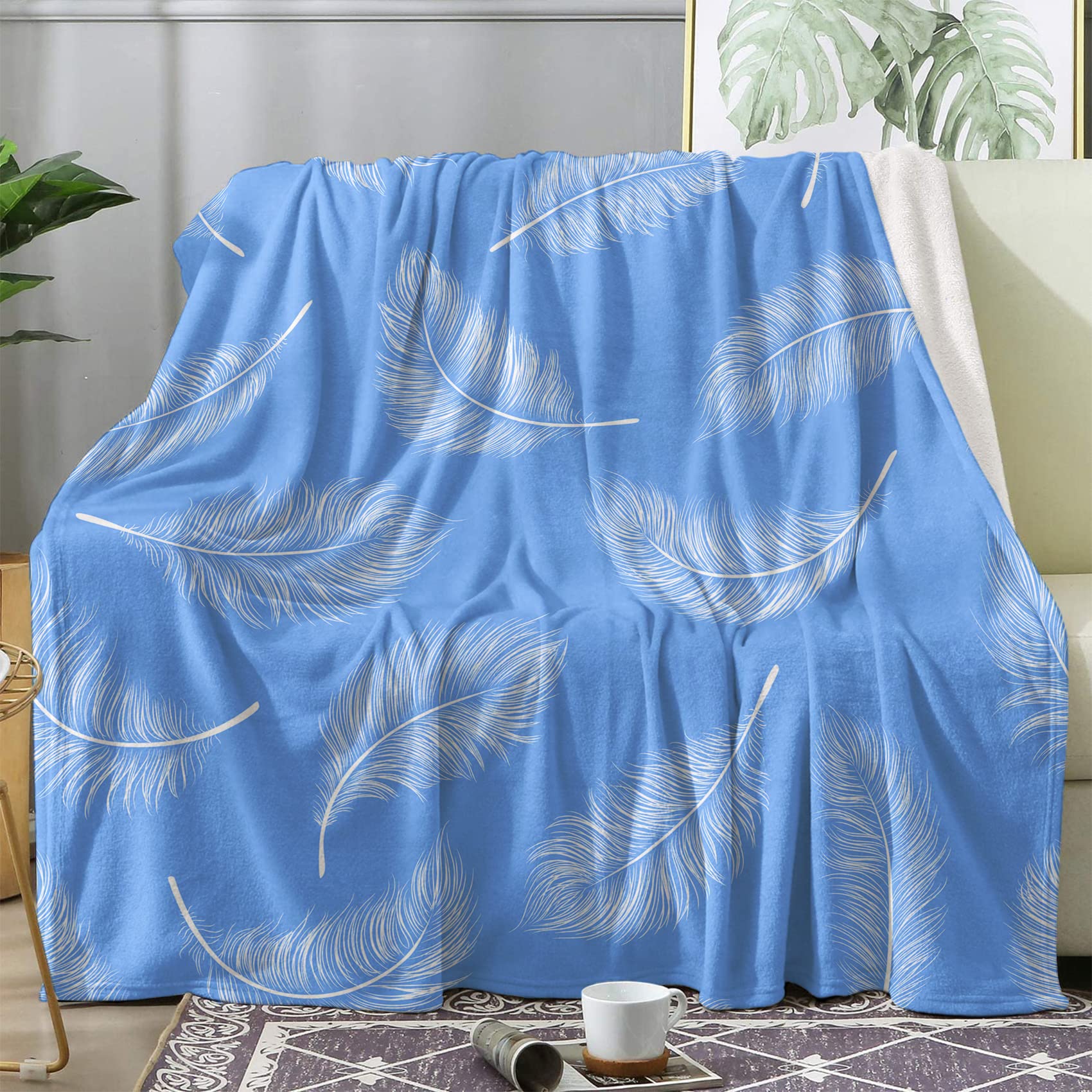 Couvertures et plaids pour canapé bleu polaire doux couverture flanelle lit