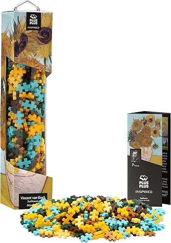 PLUS PLUS - Inspirado - Van Gogh, girasoles - 350 piezas - Extremo abierto, juguete de construcción de arte, mini bloques de rompecabezas