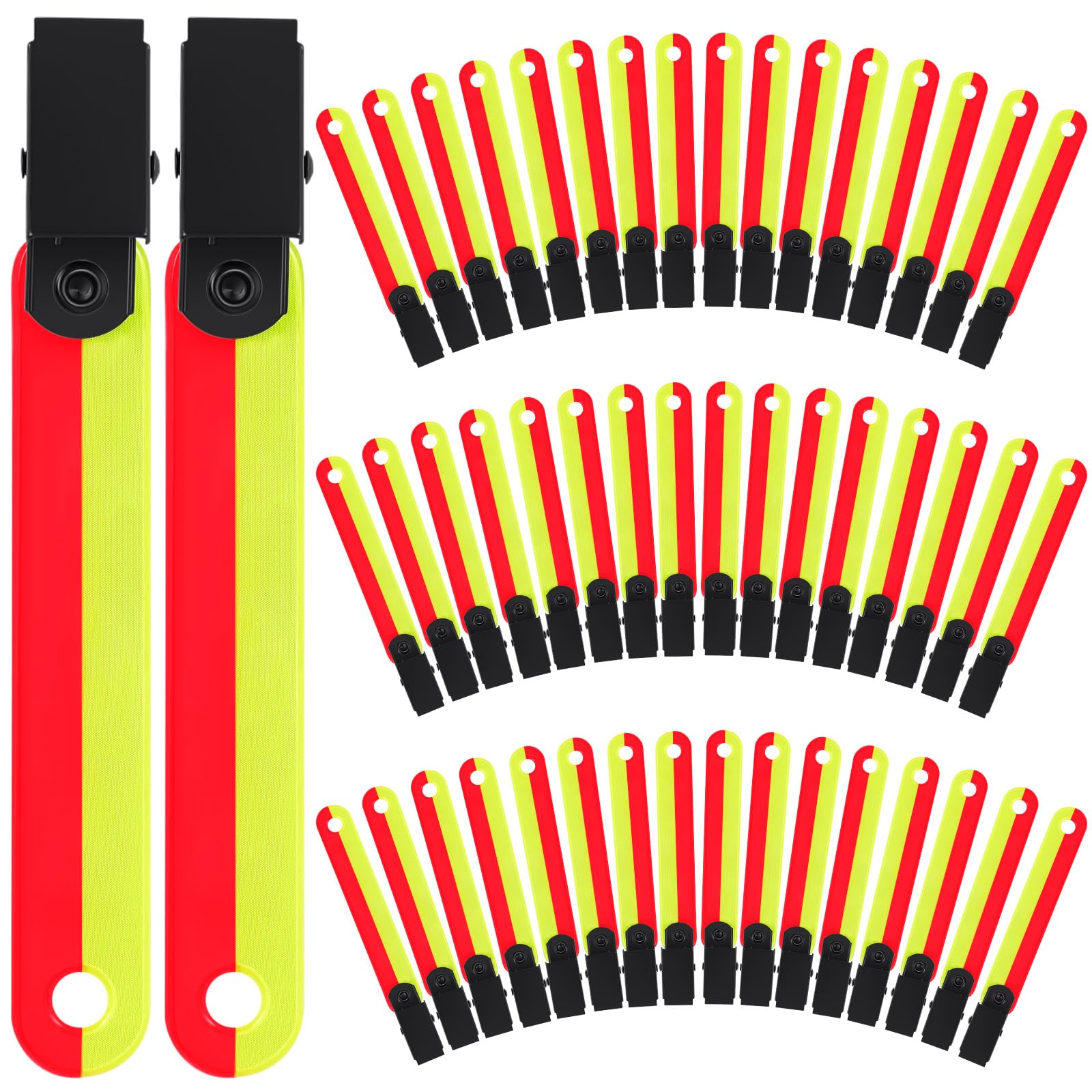 Copkim Lot de 48 marqueurs de sentier réfléchissants haute visibilité pour arbre - Marqueurs de sentier avec clips - Réflecteur de chasse - Marqueurs de sentiers pour la chasse, la randonnée, la