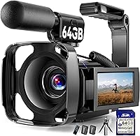 Vista 10 de Videocámara 5K, cámara de video BREGOO UHD 64MP para vlogging en YouTube con pantalla táctil giratoria de 3" 270°, cámara digital con visión