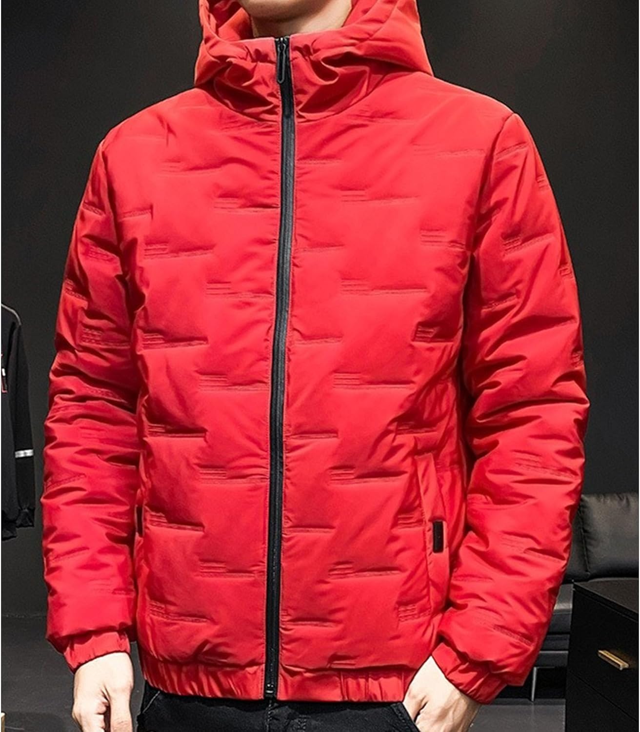Men's Lightweight Quilted Puffer Jacket Hooded Zip Up Windproof Winter Coat Long Sleeve Outdoor Hiking Jacket