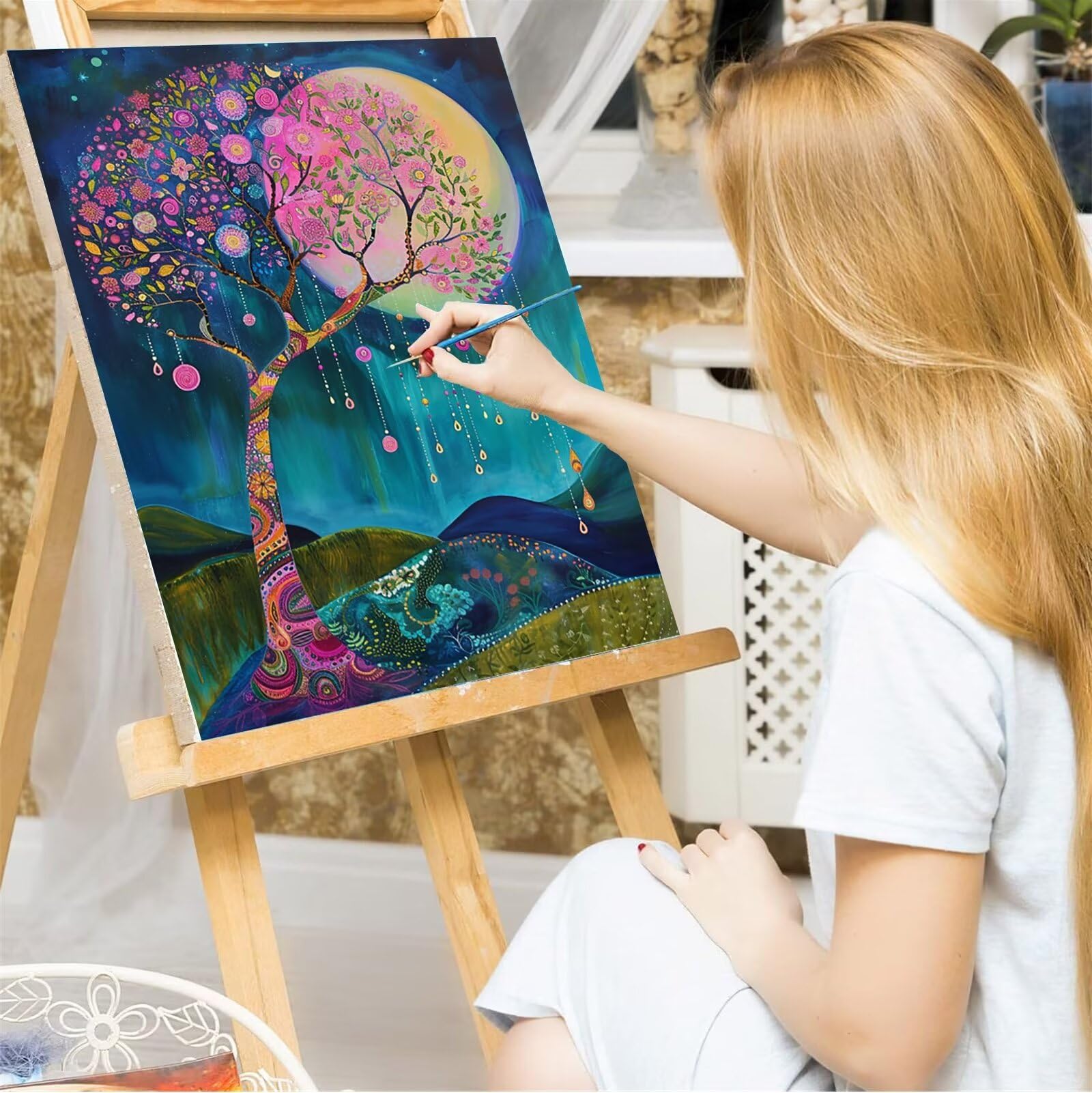Peepezo Dipingere con i Numeri - Paint by Numbers Riflessi, Passatempo per Adulti, Kit Completo, Hobby Creativi - Quadri fai da te Nuvola 50x65cm (Senza Cornice