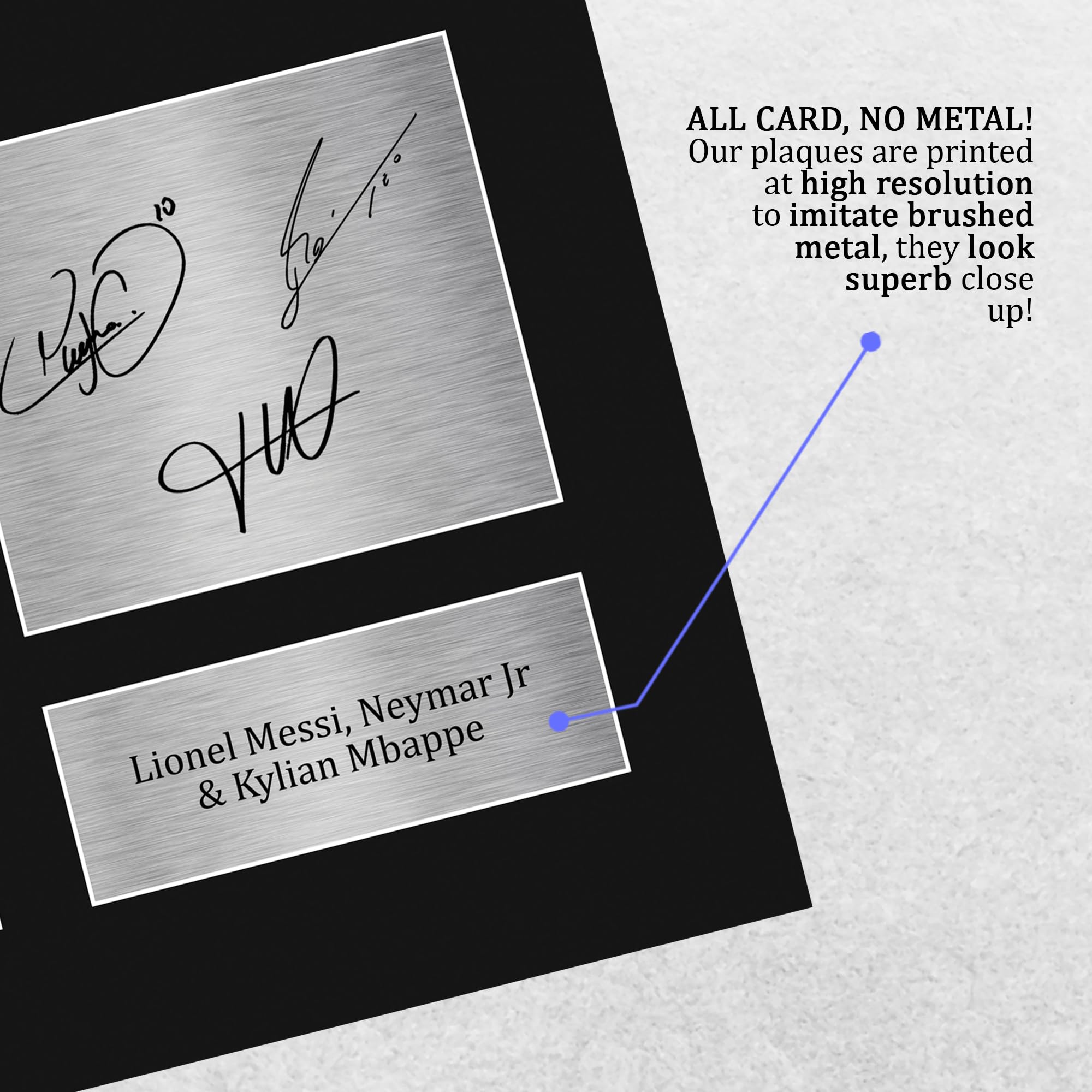 HWC Trading Lionel Messi, Neymar Jr & Kylian Mbappe Paris Blue and Reds Gifts Printed Signed Autograph Picture for Football Fans and Supporters - US Letter Size