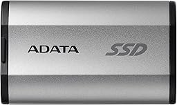 【エイデータ】 外付けSSD SD810 シルバー 500GB USB 3.2 Gen2 USB Type-A ポートまたはUSB Type-C ポート 最大読込速度20Gbp/秒 IP68準拠の防水、防塵 高耐久.耐衝撃性 SD810-500G-CSG-I ケーブル式