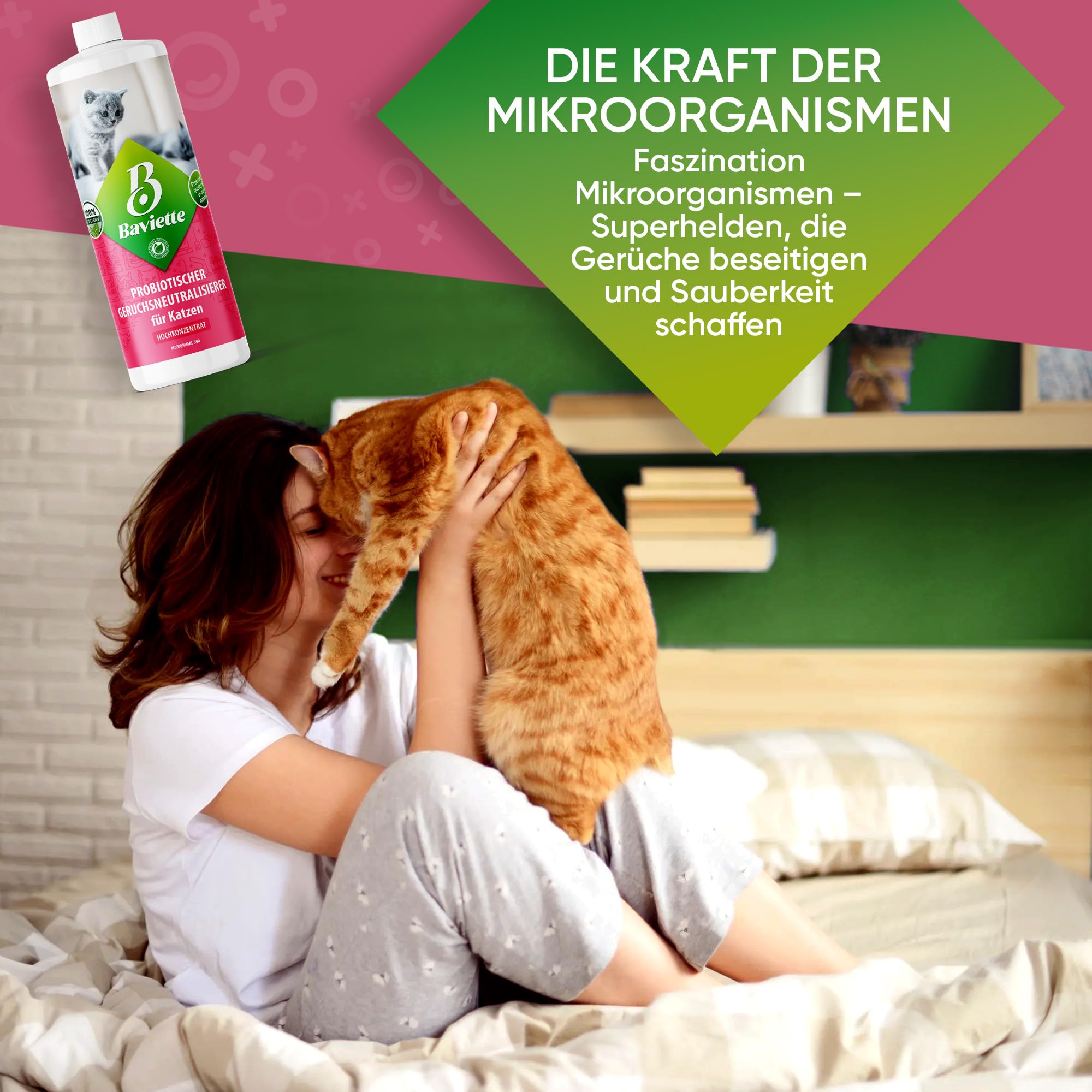 Baviette concentré 1L – Neutralisateur d’odeurs pour foyers avec Chats, à Base de Micro-organismes naturels, biodégradable, sans Chlore, Doux Parfum d’Aloe Vera, pour Tapis, Meubles et litières