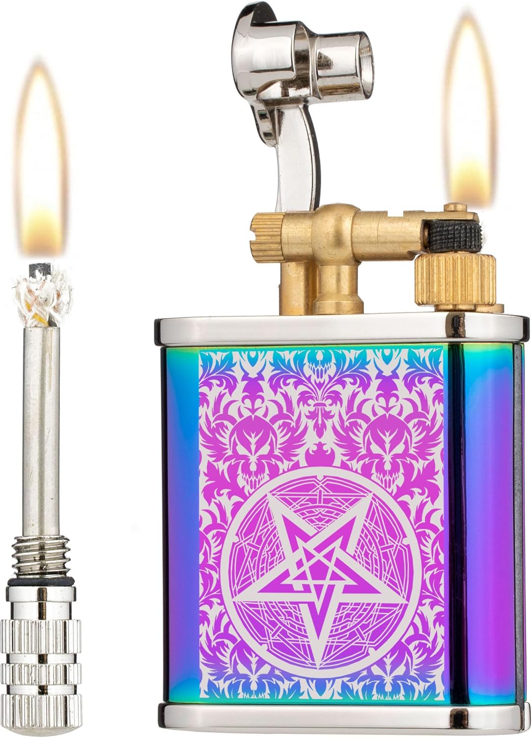 2 in 1 Lighter Permanent Match Antique Style Lift Arm