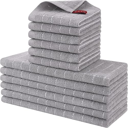 Miniatura 9 de Homaxy Juego de 8 toallas de cocina y paños de cocina, 12 x 12 y 13 x 28 pulgadas, juego de 8 toallas de cocina de rizo de algodón a granel, diseño