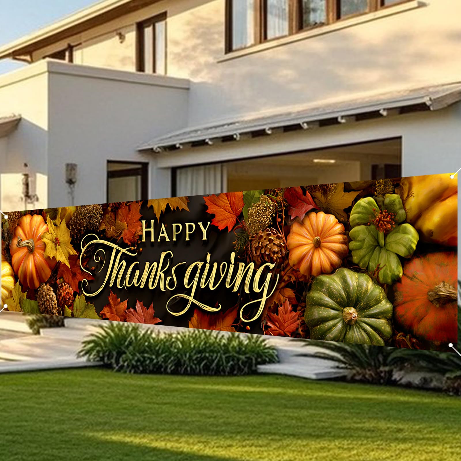 Nuxovilar Thanksgiving Banner 78.7x17.7 Inches Polyester