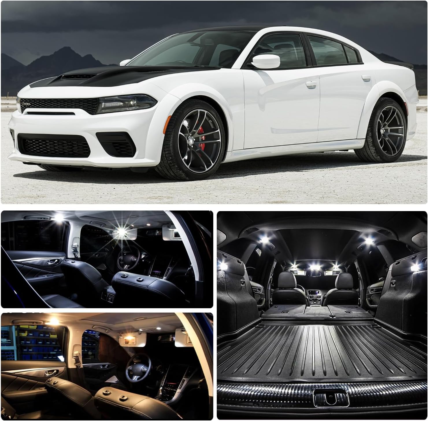 19-Piece White LED Interior Light Kit For Dodge Charger (2011-2022) - Map, Dome, Trunk, License Plate Lights - View #9