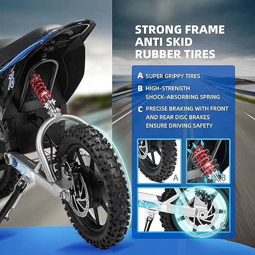 Miniatura 3 de CIYOMY Motocicleta eléctrica todoterreno sin escobillas de 36 V 500 W, hasta 15.6 mph, suspensión doble, luces LED, acelerador de agarre giratorio,