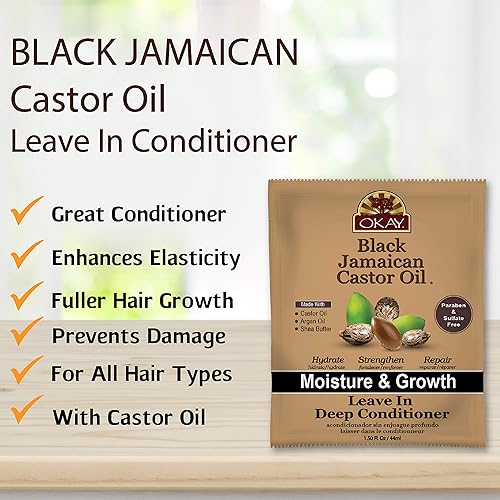 Miniatura 3 de OKAY - Acondicionador sin enjuague con aceite de ricino jamaicano negro - Todo tipo de cabellotexturas - Repara, hidrata, hace crecer un cabello
