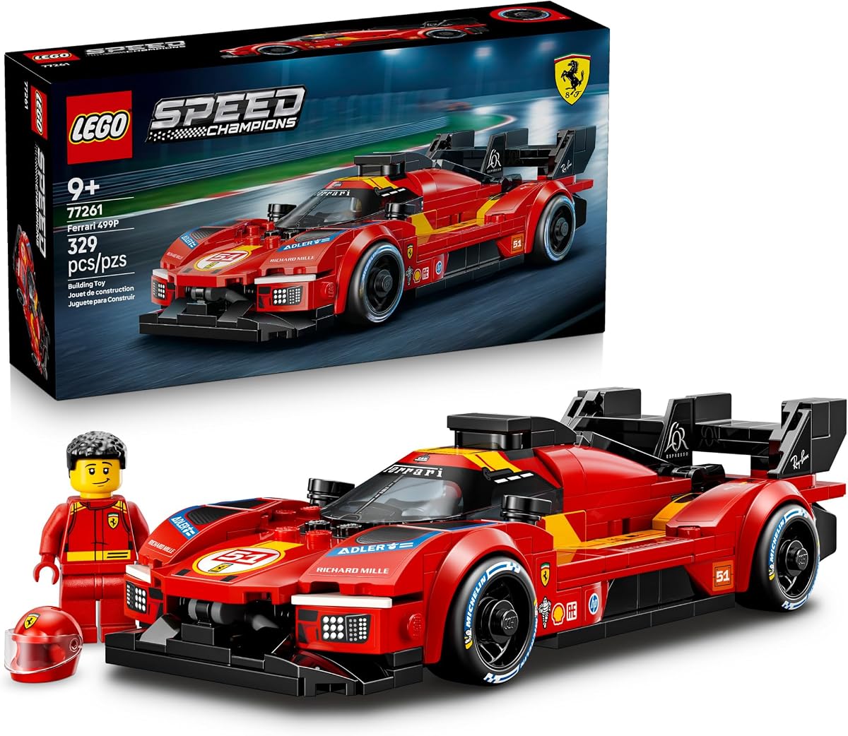 Speed Champions Ferrari 499P 77261 | Building Toy for Boys & Girls, Ages 9+, Detailed Toy Car for Kids, Play or Display Model, 329 pieces, Gift for Birthdays