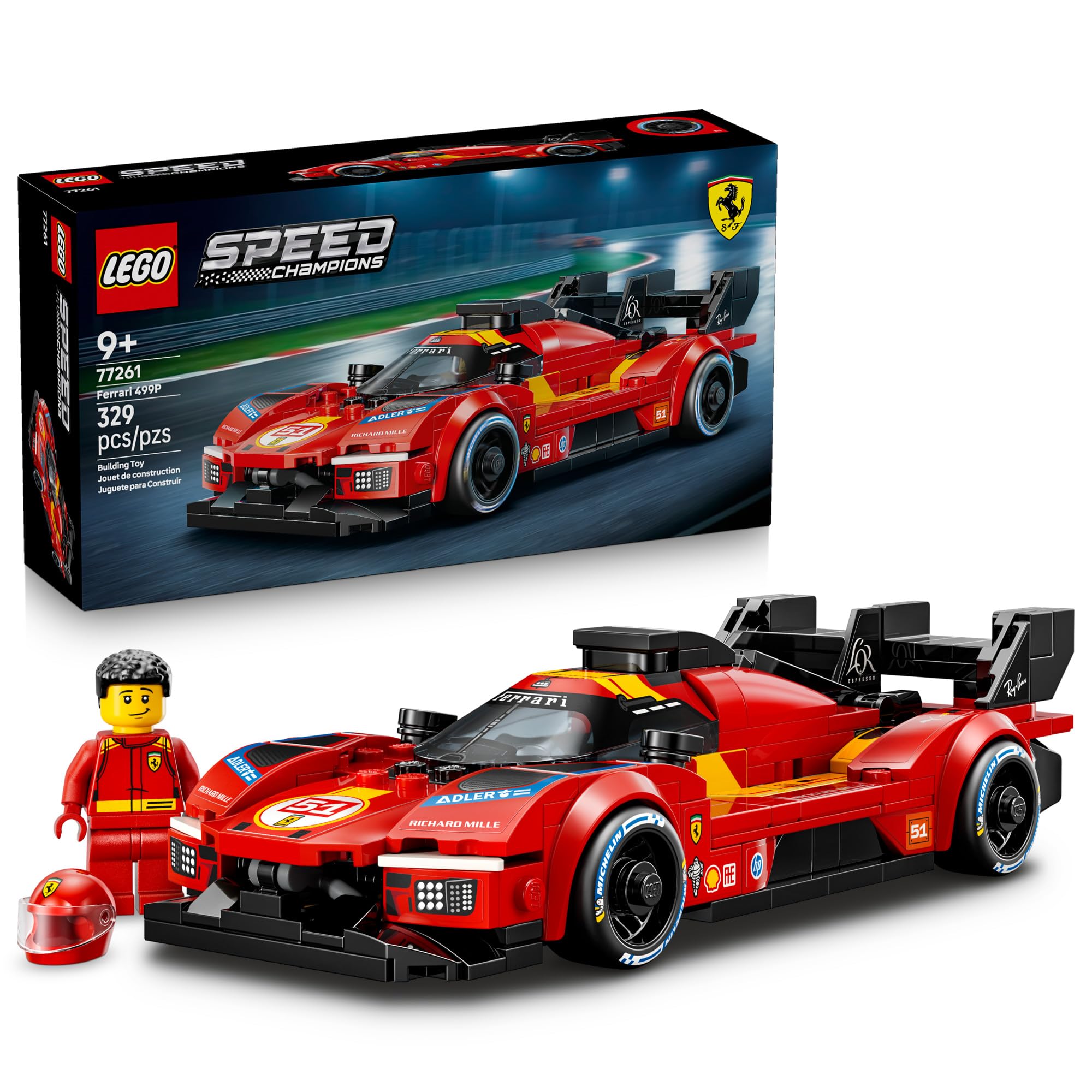 Speed Champions Ferrari 499P 77261 | Building Toy for Boys & Girls, Ages 9+, Detailed Toy Car for Kids, Play or Display Model, 329 pieces, Gift for Birthdays