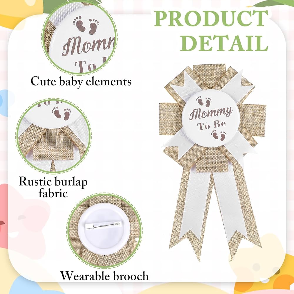 Écharpe 'Mom To Be' En Toile De Jute - Décoration Baby Shower Neutre