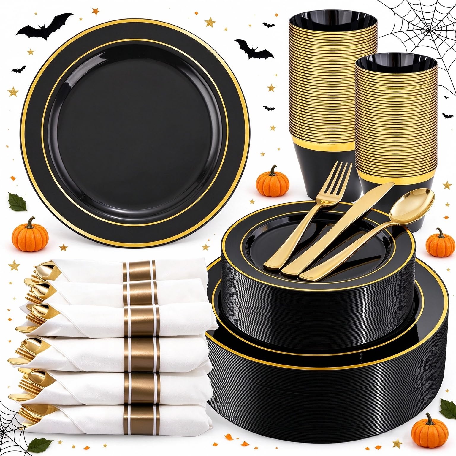 Gold Disposable Plates - Party & Wedding Dinnerware -9 Gold Disposable Plates - Party & Wedding Dinnerware -9