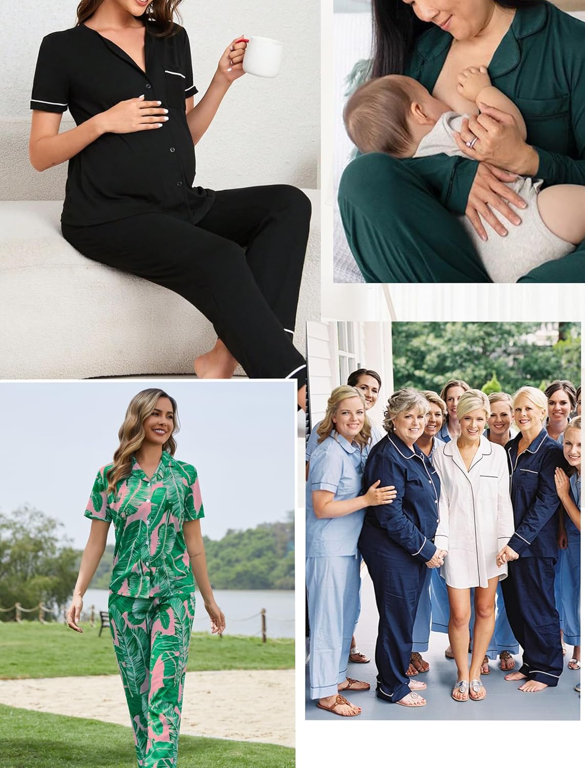 SWOMOG Women Pajama Sets Two-Piece Nightwear Short Sleeve Sleepwear Button Down Pj Lounge Sets with Long Pants - Image 7