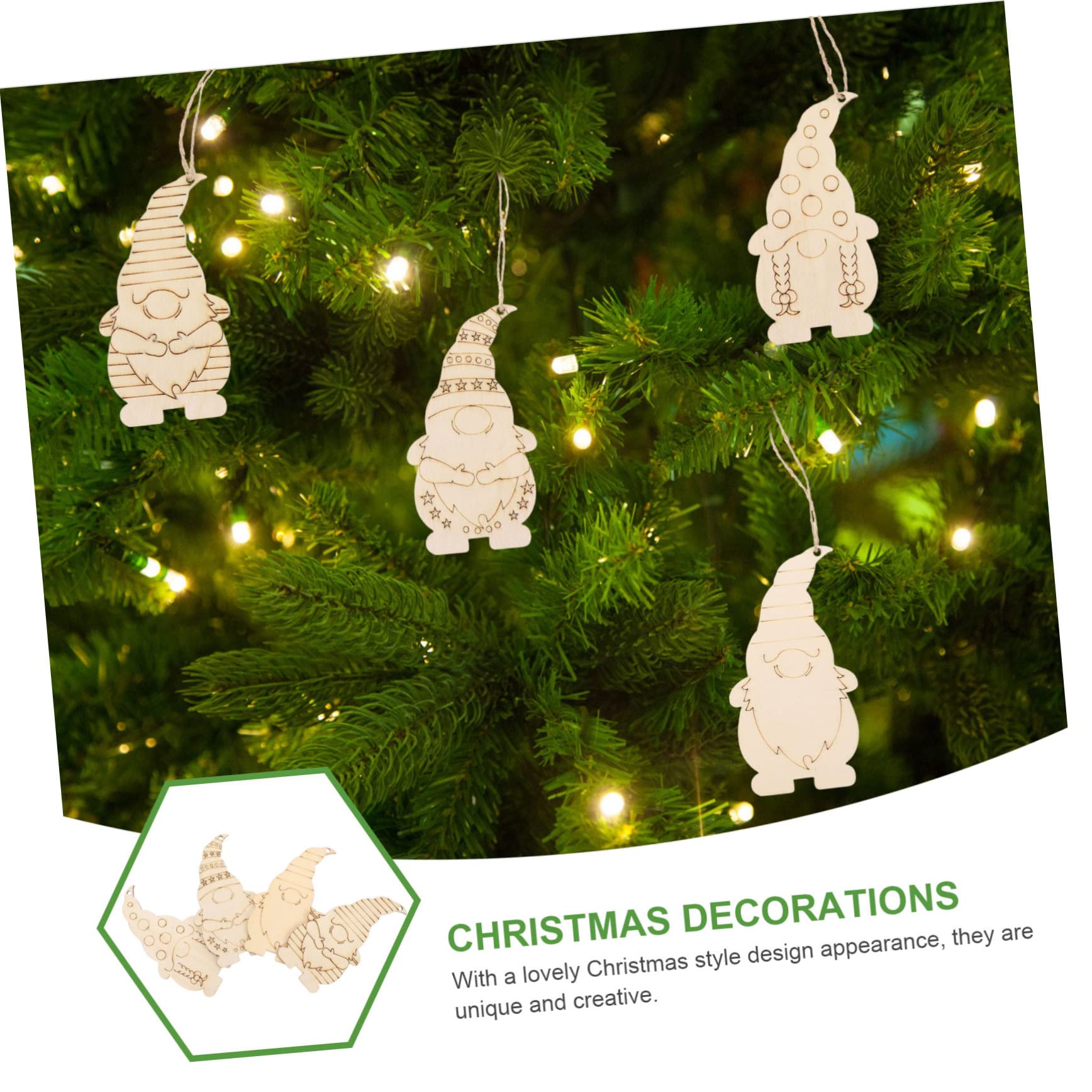 HOMSFOU Decorazioni Natalizie Fai Da Te 40 Ciondoli Dipinti a Mano in Legno Graffiti, Gnomi Pendenti Per Albero Di Natale e Decorazioni Festive Da Appendere in Casa
