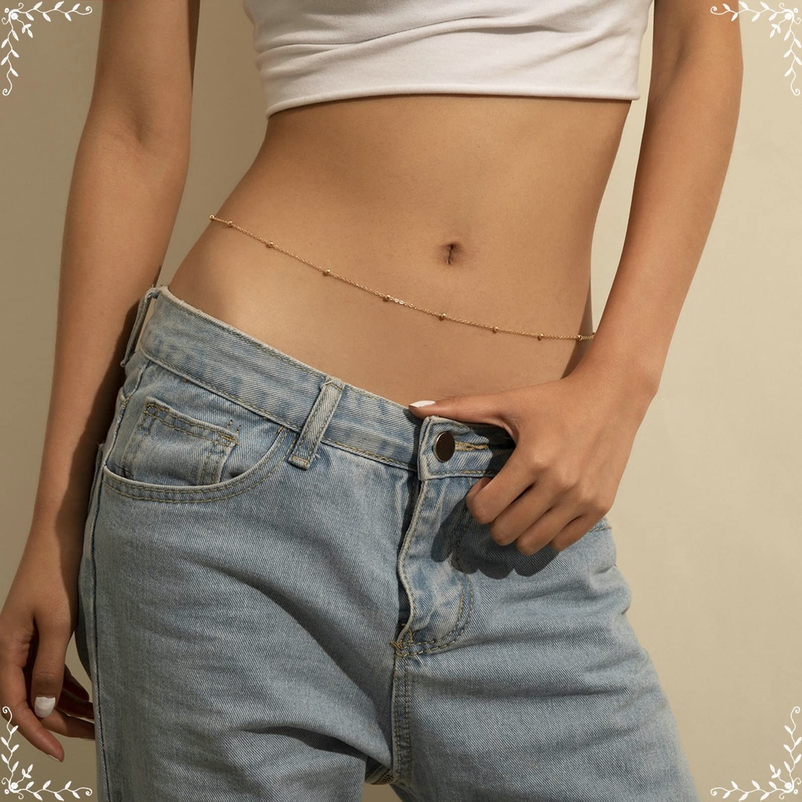 Cintura Catena da Donna, 2 Pezzi a Catena in Metallo Regolabile, Gioiello Donna, Maglie in Vita Moda per Abiti Jeans, 106cm, Oro e Argento