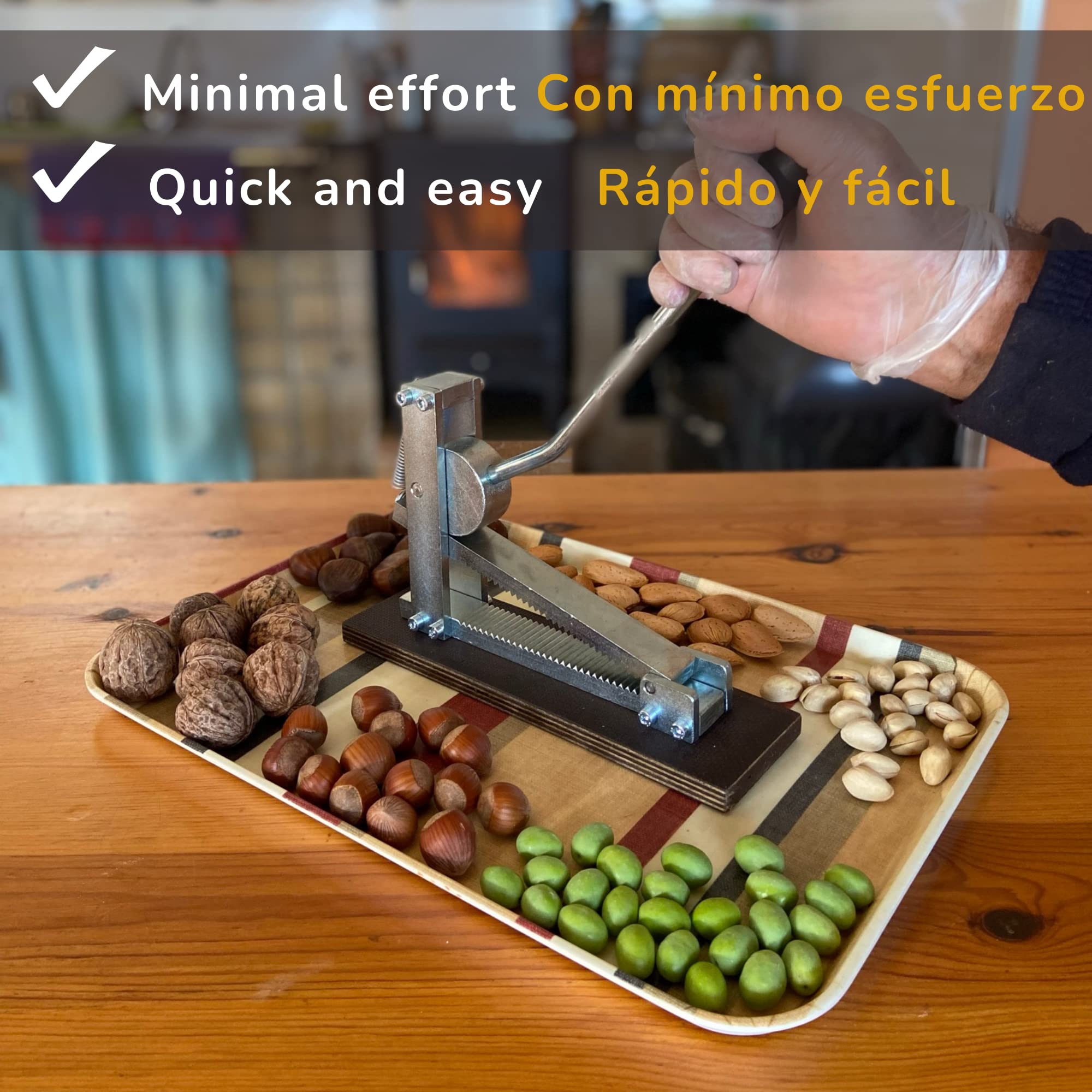 Cascador de Frutos Secos - Fabricado en Acero Máquina Partir Almendras Partidor Pelador de Nueces Avellanas Aceitunas Marisco Rápido Sin Esfuerzo