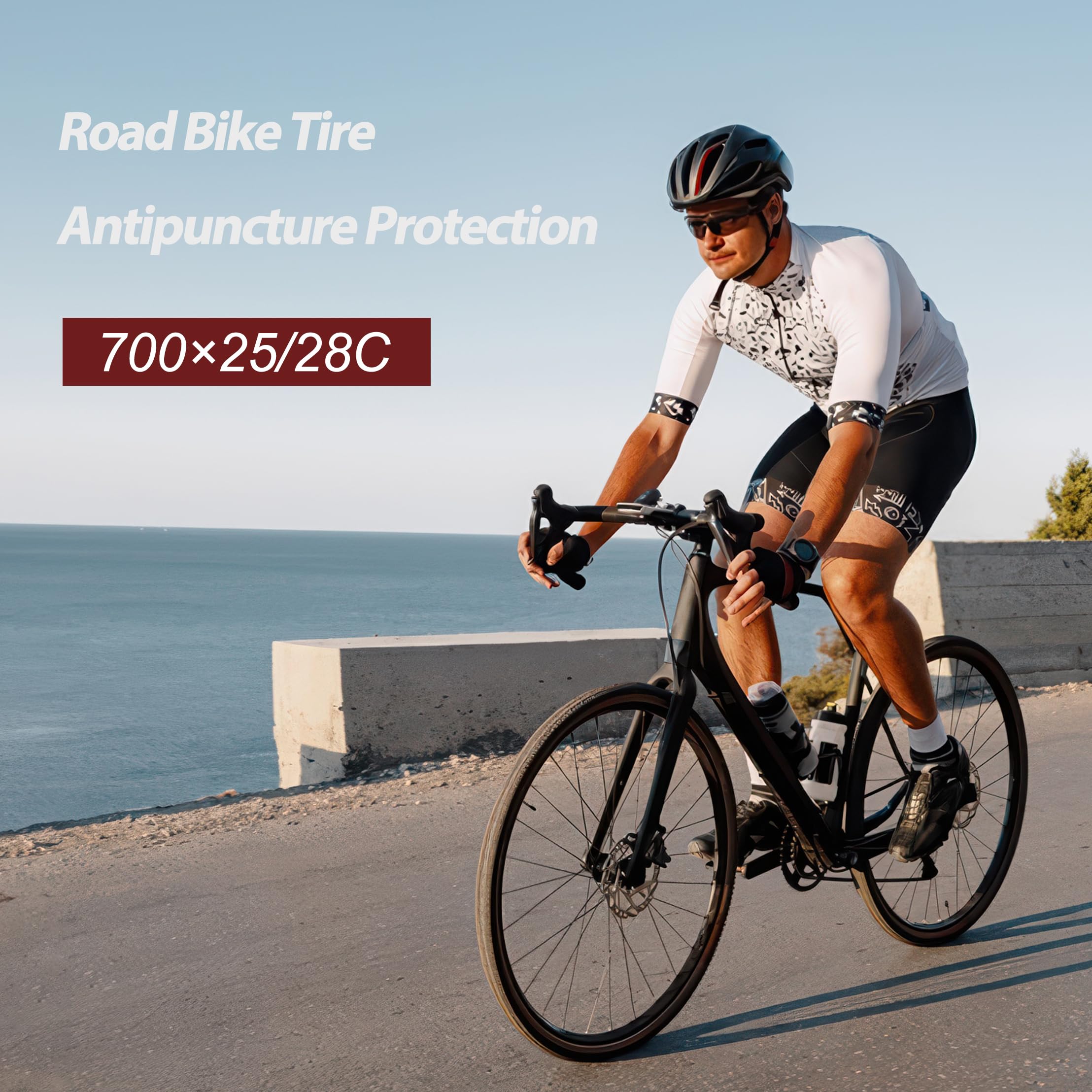 MOHEGIA Pneu de vélo de route 700C : 700 x 25C/700 x 28C pliable 60 TPI de rechange pour vélo de course de route de tourisme