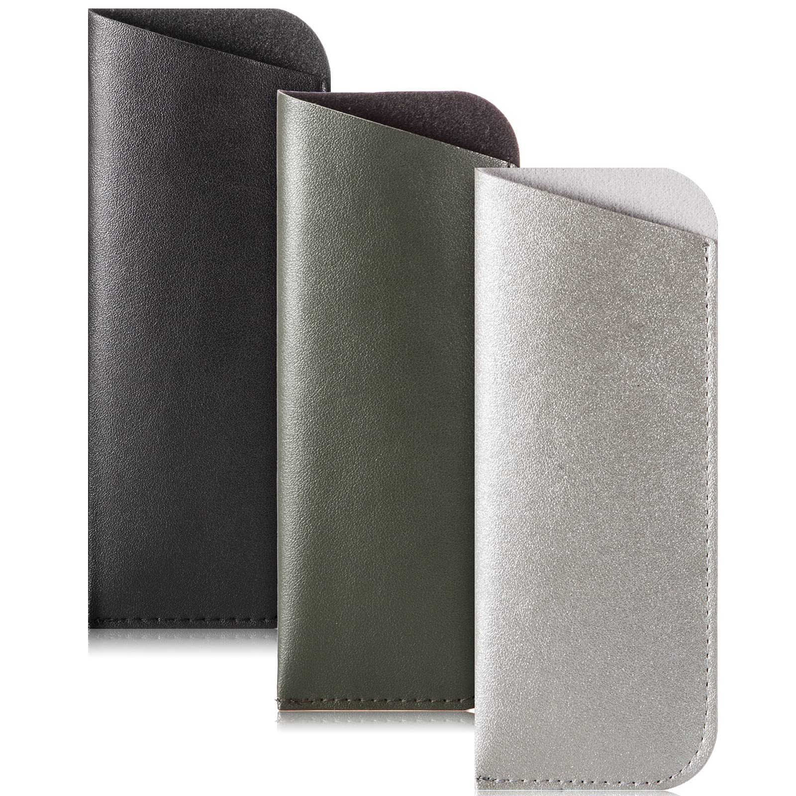TRIUMPH VISION Reading Glasses Pouch Eyeglass Sleeve Soft Case Slim 3 Pack
