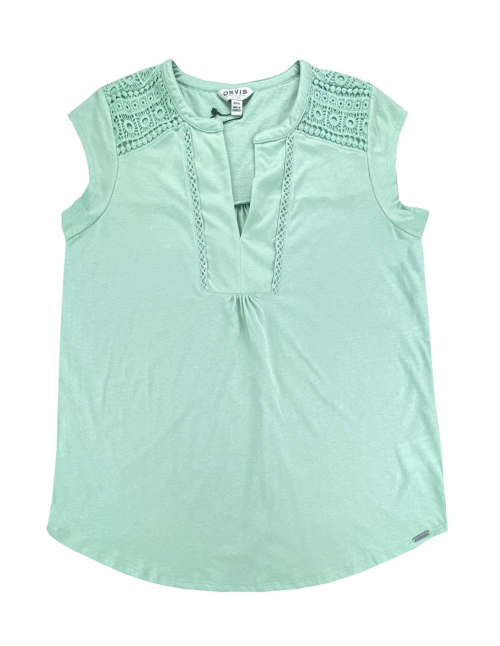 Ladies' Anna Crochet Lace Insets Relaxed Fit V-Neck Top