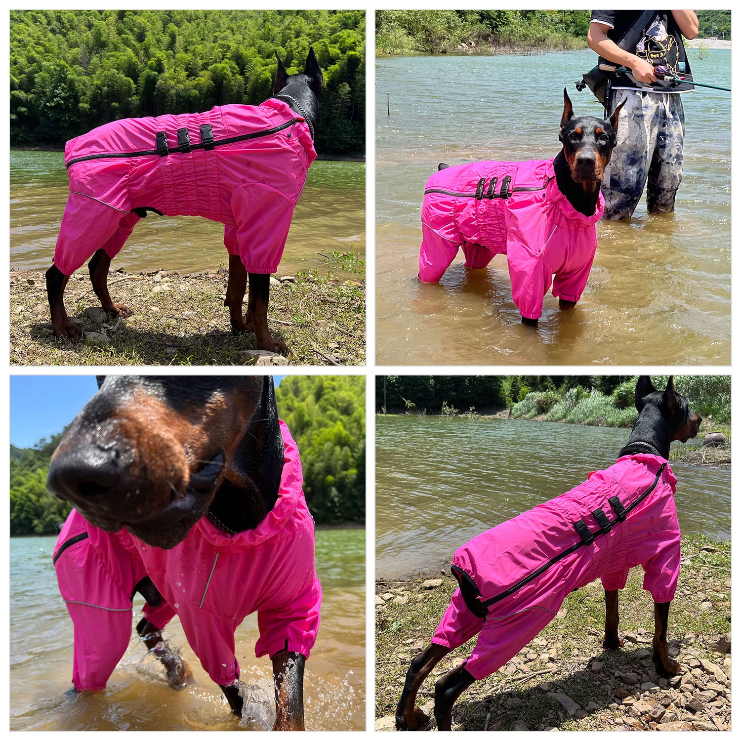 Chaqueta impermeable para perros, chaqueta impermeable ligera e impermeable reflectante de seguridad para perro, resistente al viento, chaleco para perros pequeños, medianos y grandes, rosered M