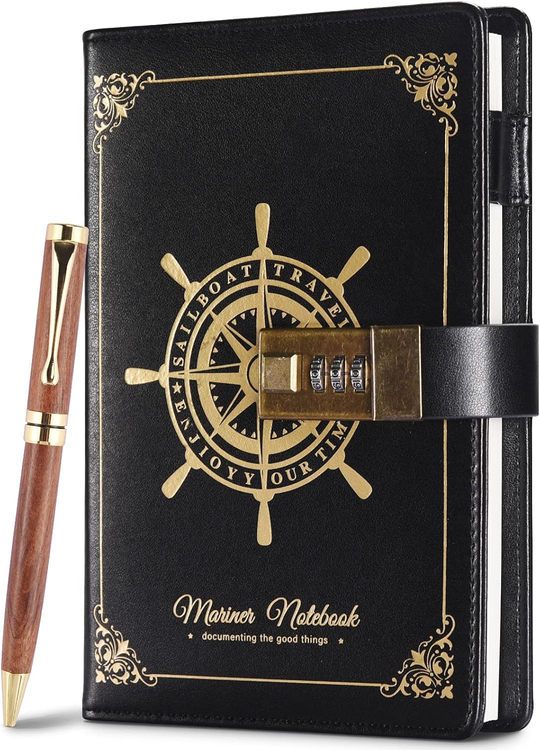 Locked Journal, PU Lock Dairy with Pen, PU Leather Notebook with Lock