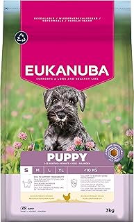 Eukanuba Welpenfutter mit frischem Huhn für kleine Rassen, Premium Trockenfutter für Junior Hunde, 3 kg product image