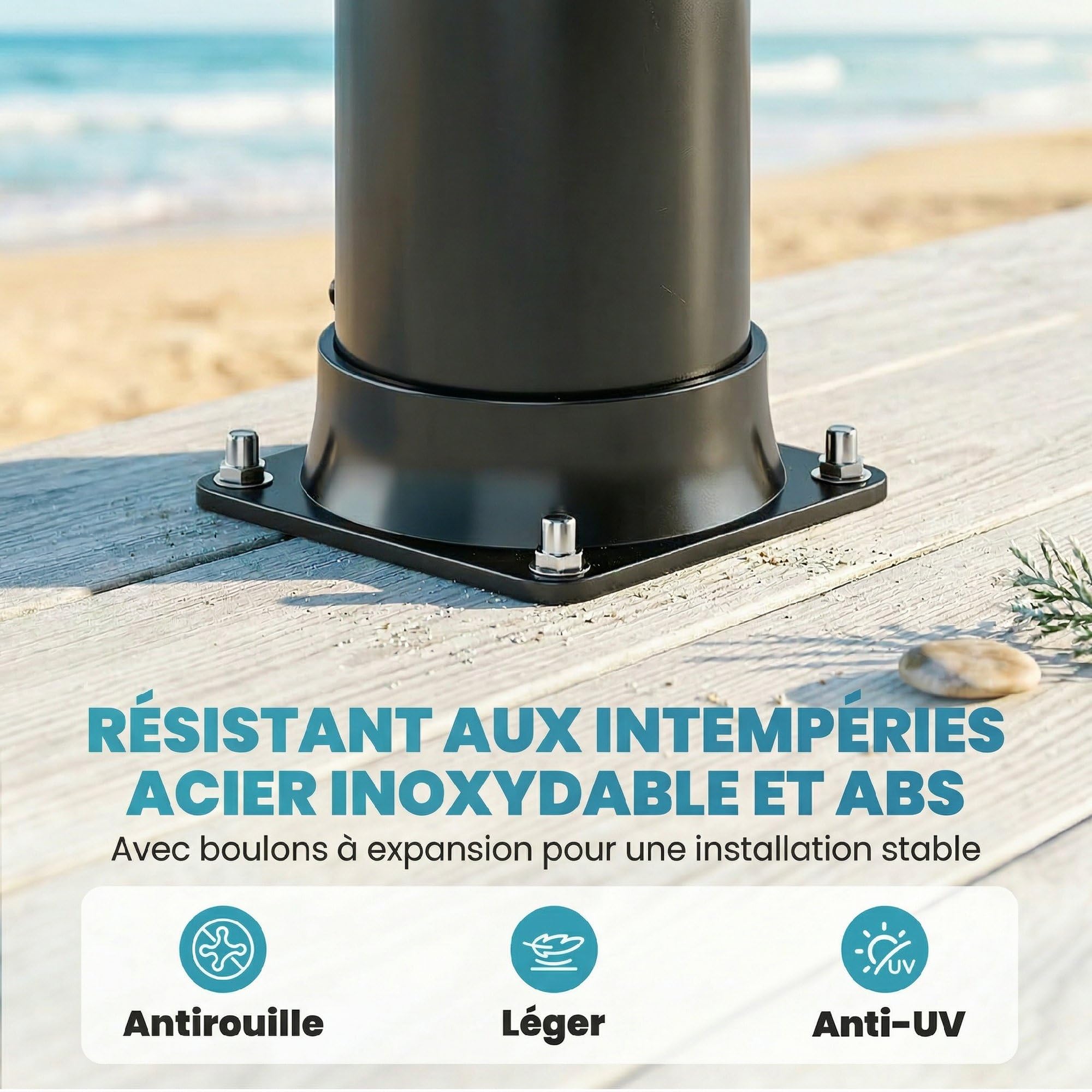 Outsunny Douche Solaire de Jardin 40L avec Douchette à Main et Robinet Lave-Pieds - Douche de Piscine avec Mitigeur Eau Chaude, 218cm de Haut, Pression 3,5 Bar, Matériau Anti-UV, Noir