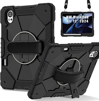 Case Compatible with Huawei MatePad Air 12-inch 2025/MatePad Air 12-inch 2024/MatePad 12X 2025 Heavy-Duty Protection with Pen Holder, Stand, Hand Strap, Shoulder Strap.