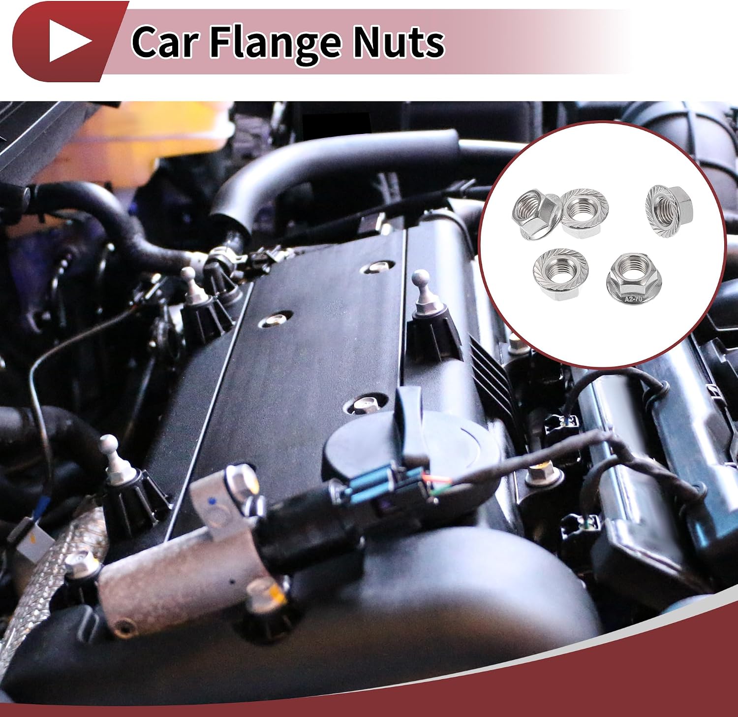 5 Pcs M10*1.25 Car Flange Nuts 304 Stainless Steel Girded Hex Lock Flange Nuts Non-Slip Lock Flange Silver Tone for Car Motorcycle