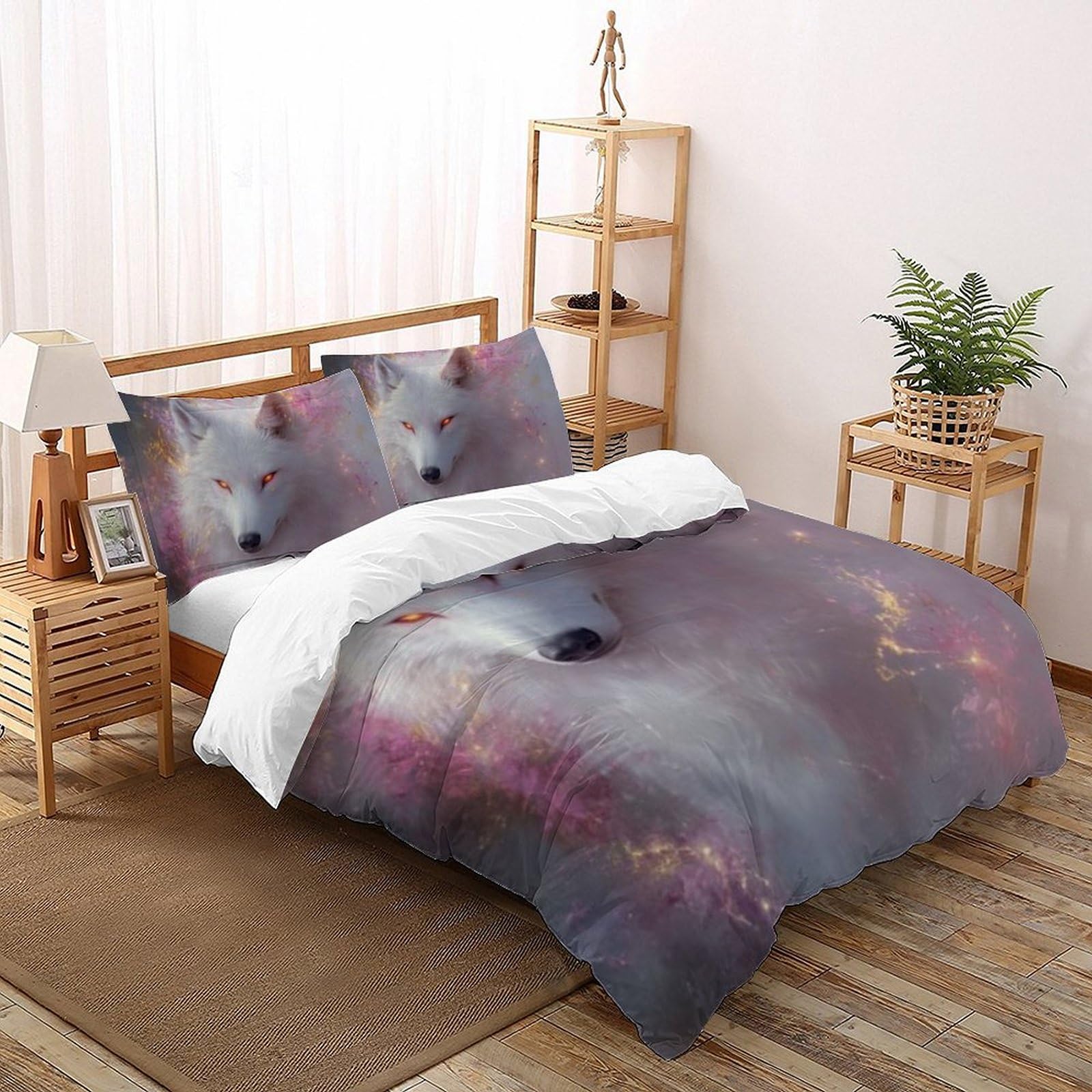Housse de couette super king loup imprimé 3D en microfibre 260x220cm