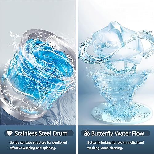 Miniatura 3 de Fox Shack Lavadora automática compacta, lavadora portátil, tapa de vidrio, capacidad de 17.7 libras, 10 programas, pantalla LED, 8 niveles de agua