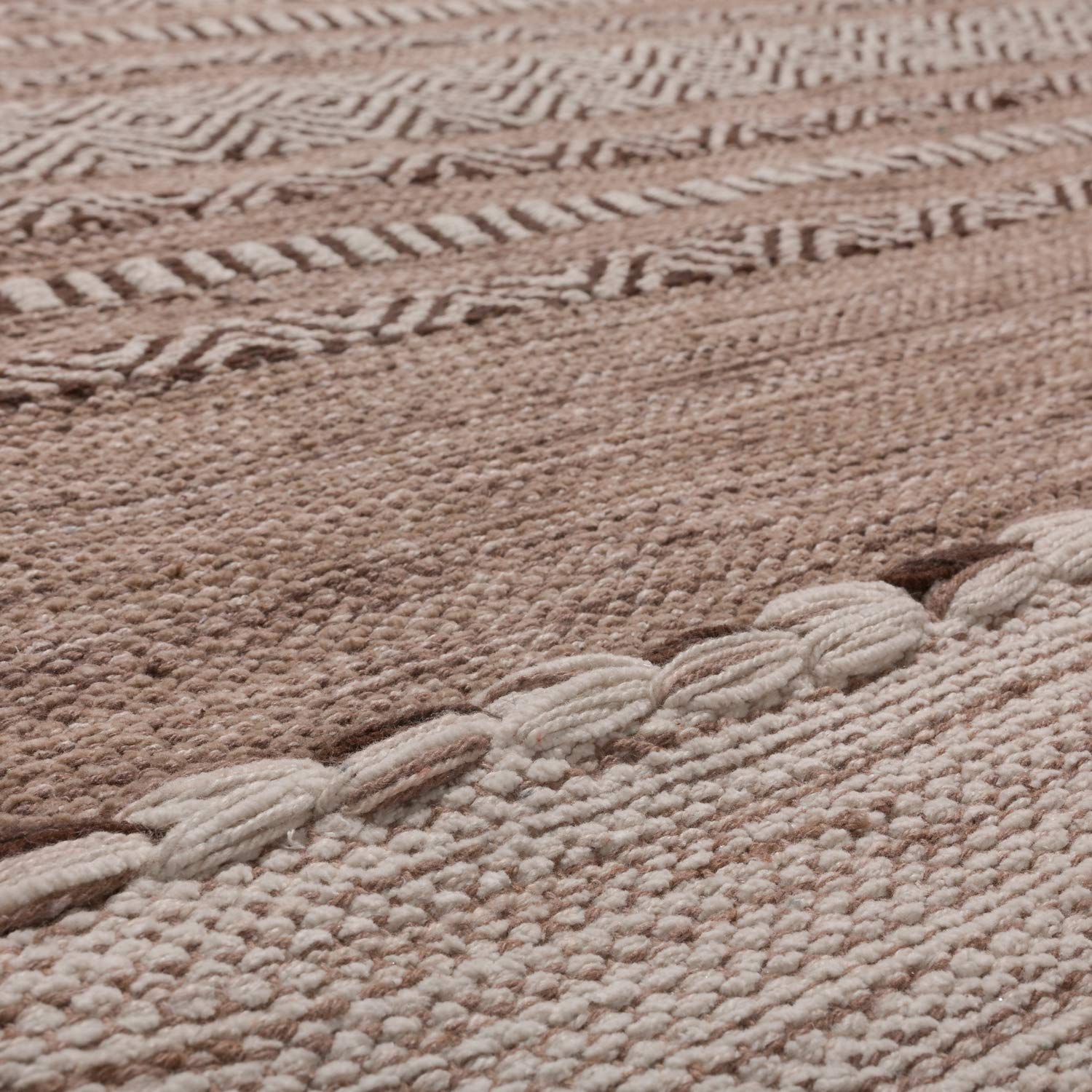 Paco Home Tapis De Créateur Tapis Tissé Kilim Tissé Main 100% Coton Moderne À Motifs Beige, Dimension:120x170 cm
