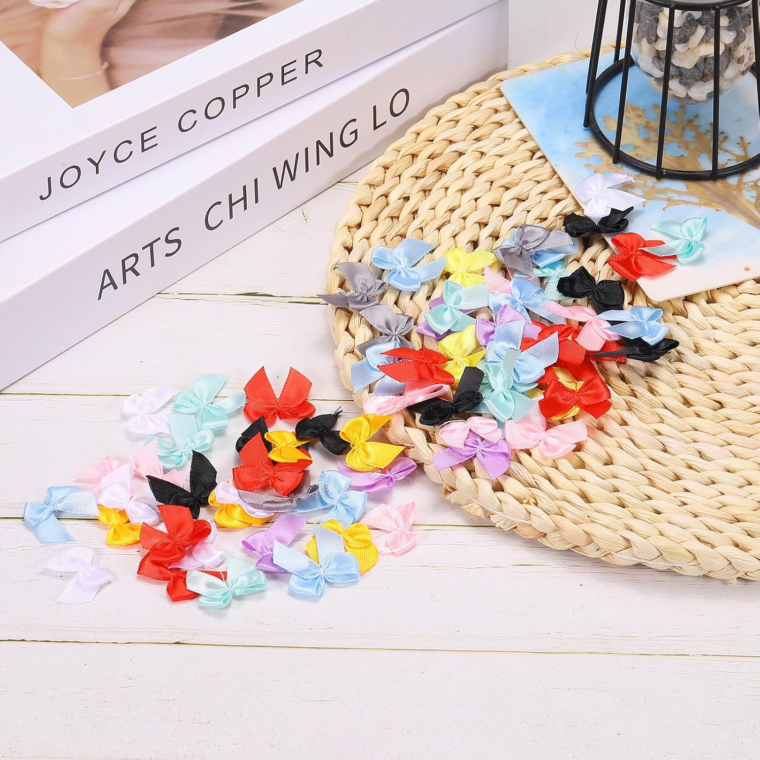 MECCANIXITY 100Pcs Mini Ribbon Bow 1" Mini Fabric Satin Ribbon Flower Bows for Craft DIY Sewing Wedding Birthday Party Gift Wrap Bows Wine Red - Image 5