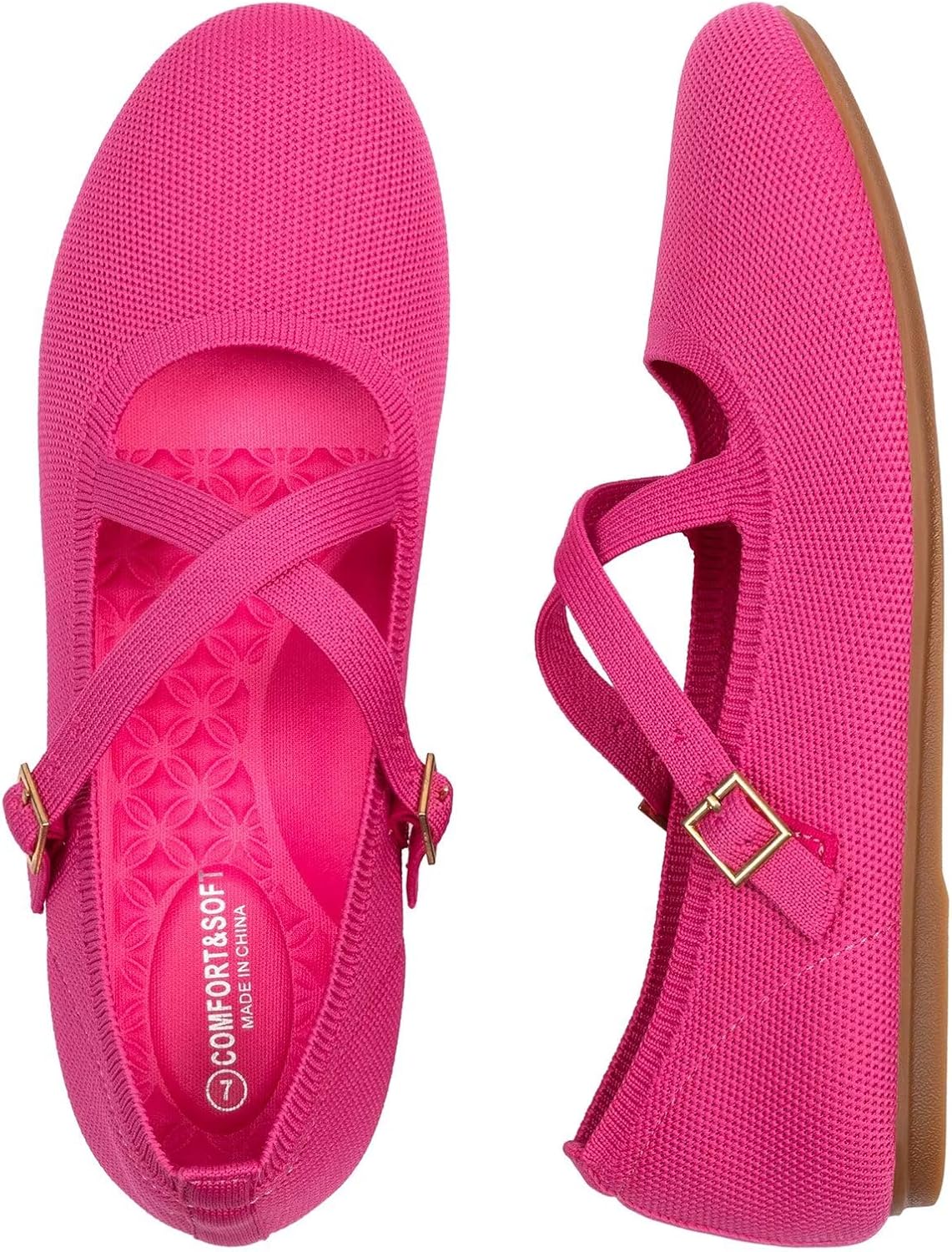 FRANK MULLY Women's Mary Jane Flats Knit Ballet Criss Cross Ankle Strap Flat Shoes - Image 3