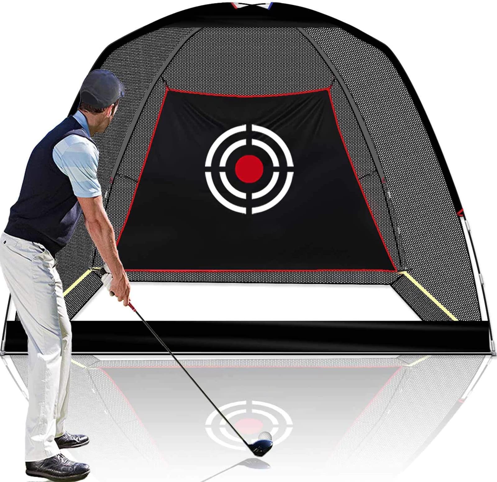 Kapler Golf Übungsnetz 300 x 200 x 180 cm: Großes Golfnetz für Garten & Indoor, Tragbares Schlagnetz mit Glasfaserstangen, Driving & Chipping Training Set