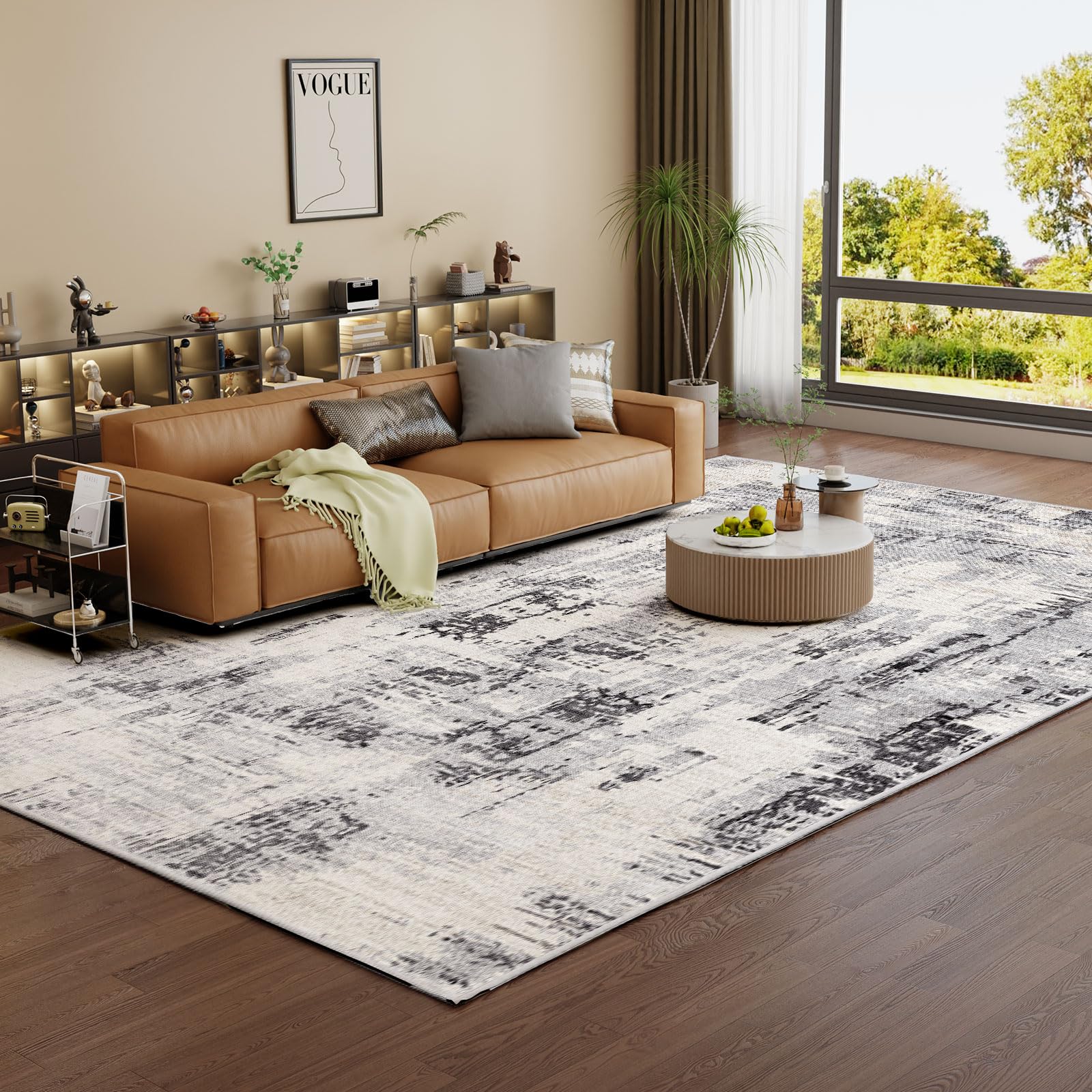 Vamcheer Tappeto Salotto Pelo Corto - Astratto Design Moderni per Soggiorno, Camera da Letto lavabile,Decoration salon y casa, Tappeti Grandi Antiscivolo Morbido,Grigio astratto,300 x 400 cm