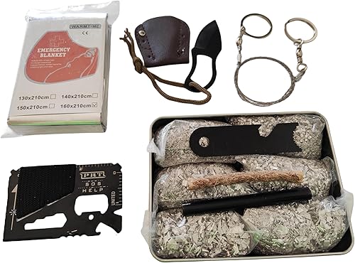 Estáter de emergencia para incendios, 6 bolsas de alambre de sierra ferro de magnesio, multiusos, manta de cera, cuerda de cera para camping,