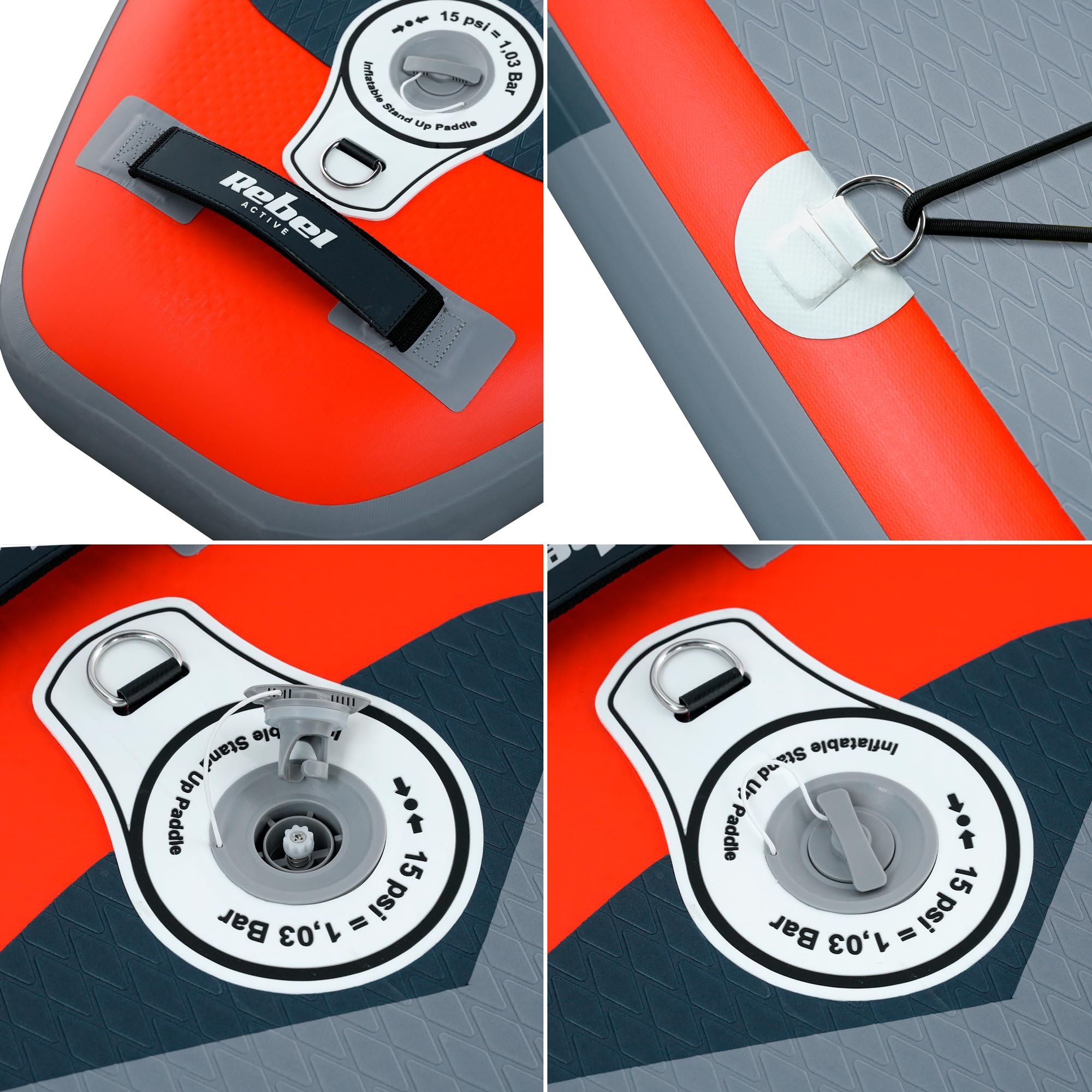 Rebel Electro Deska SUP Pompowana do Pływania Drop-Stitch 350 cm Zestaw Wiosło Pompka Plecak RBA-4500-OR