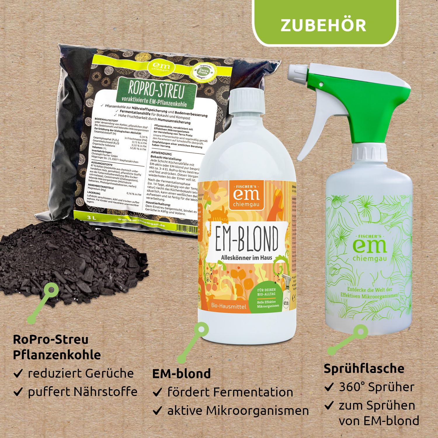 EM-Chiemgau Komposteimer Küche Geruchsdicht [2er Set] je 15,3 L Volumen Küchenabfalleimer Bokashi Set Eimer Komposter mit Zubehör für Küchenabfall, Mülltrennung & Kompostieren | Biomülleimer (grau)