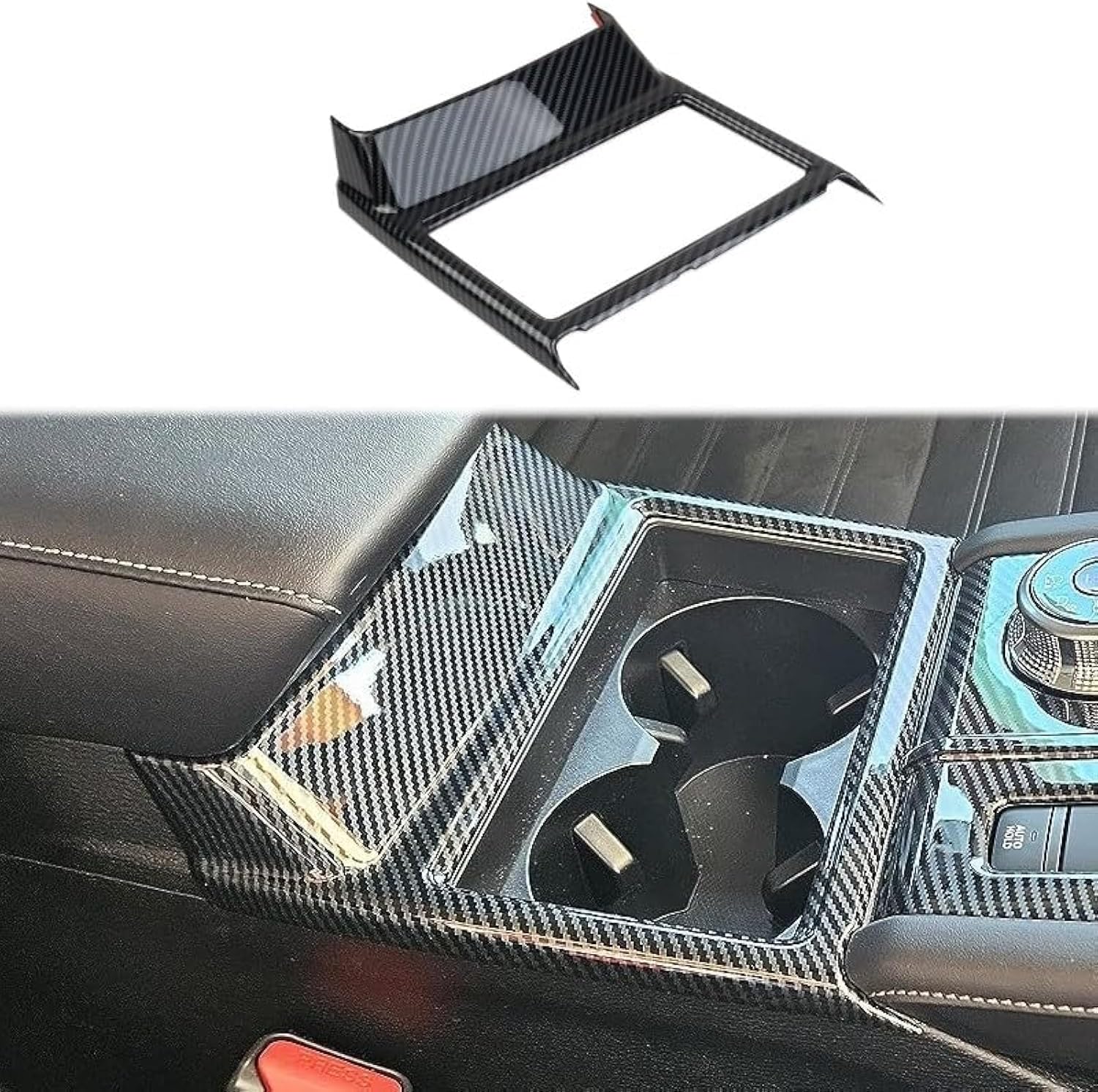 Carbon Fiber Central Cup Holder Frame Trim Accessories for Mitsubishi Outlander 2022+