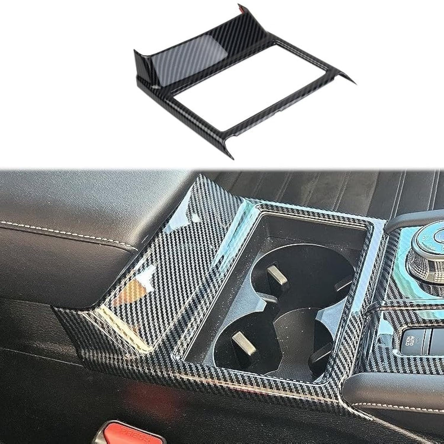 Fewshaw Carbon Fiber Central Cup Holder Frame Trim Accessories for Mitsubishi Outlander 2022+