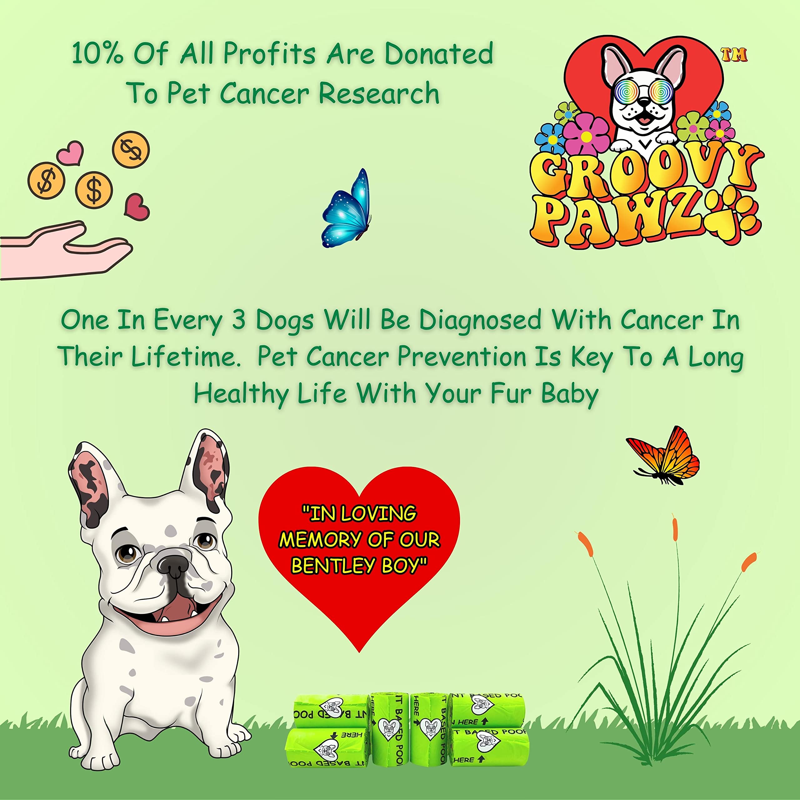 Bolsas compostables certificadas para excrementos de perro, 10% a caridad, bolsas para excrementos de perro a base de plantas, 120 unidades, ecológicas y respetuosas con el medio ambiente,