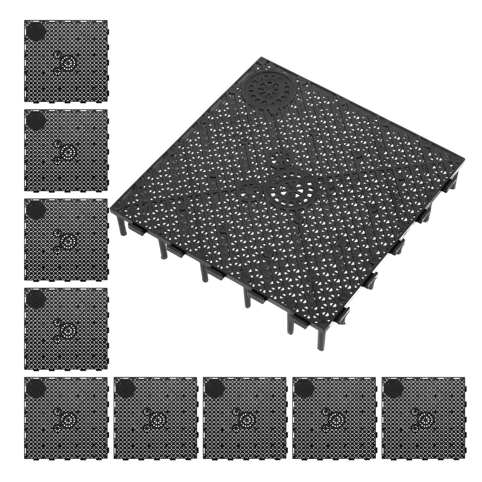 Aquarium Grille Plaque filtrante de Fond d'aquarium en PVC Noir, 10 pièces, Plateau Grille d'épissure, système d'isolation, Filtre