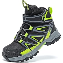 JMFCHI Kids Winter Hiking Shoes Boys Girls Warm Non-Slip Sole Snow Boots